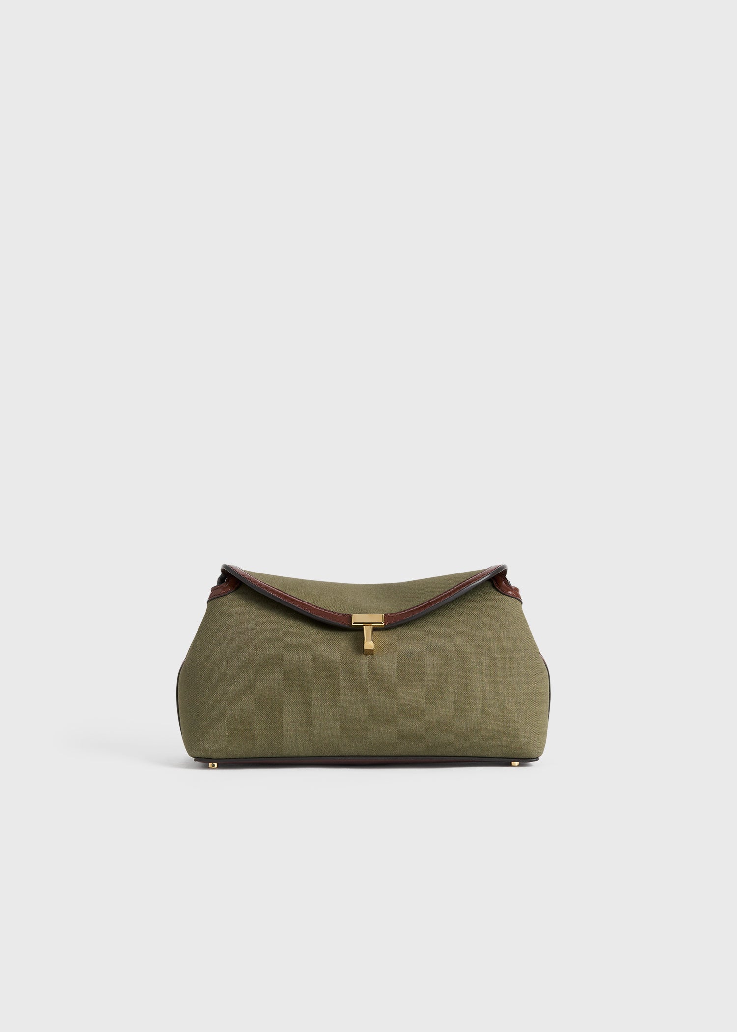 T Lock canvas clutch khaki green TOTEME