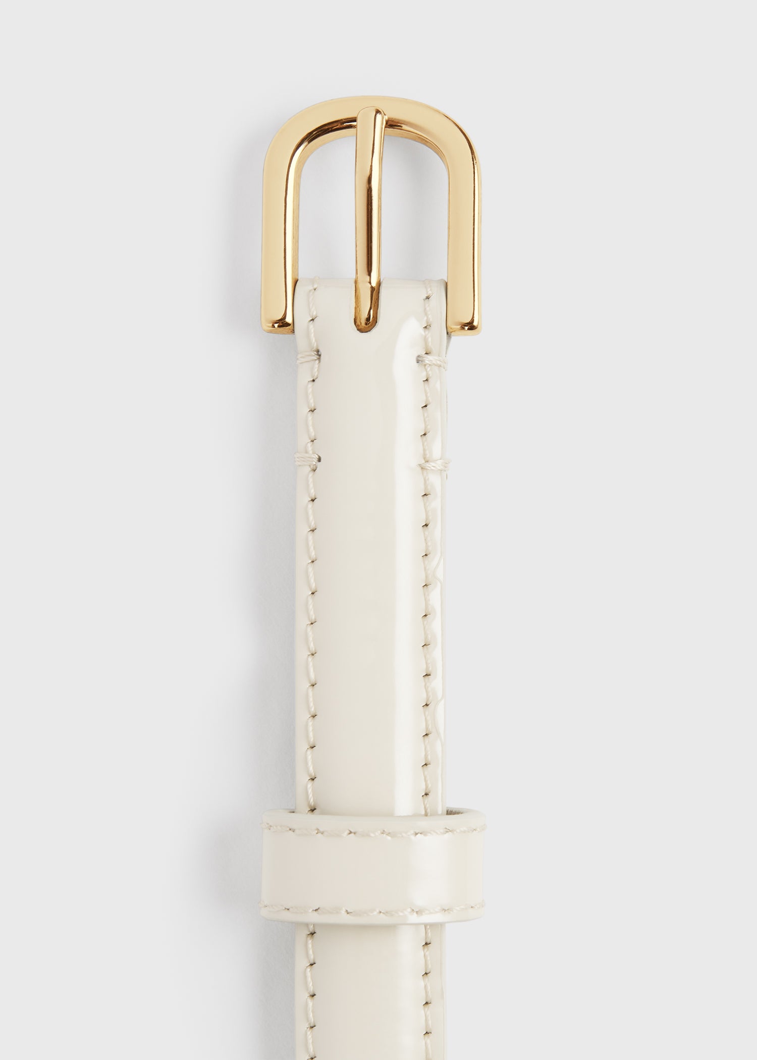 Thin patent belt bleached sand