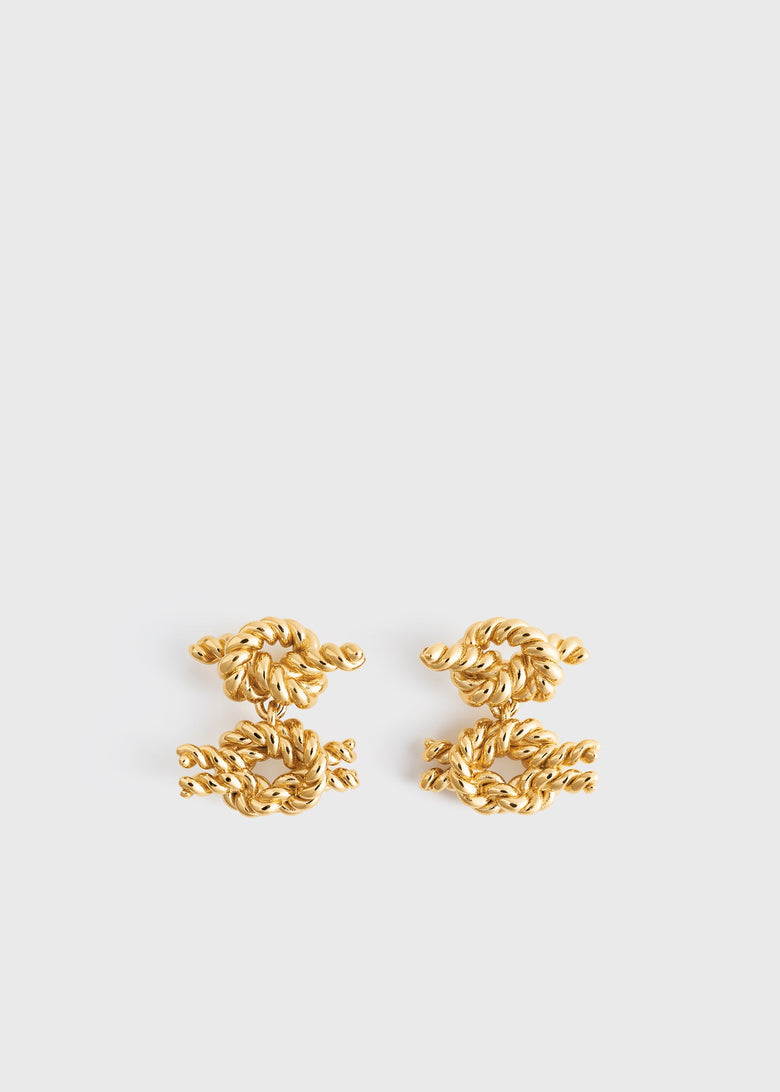 Rope knot earrings gold