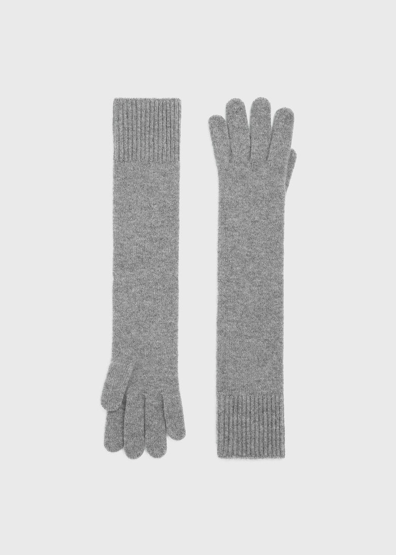 Long knit gloves grey mélange