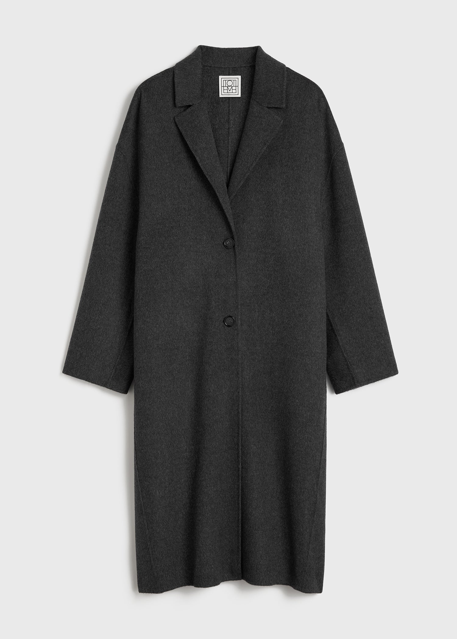 Double cocoon coat charcoal melange