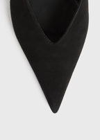 Wedge-heel suede slingbacks black