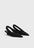 Wedge-heel suede slingbacks black