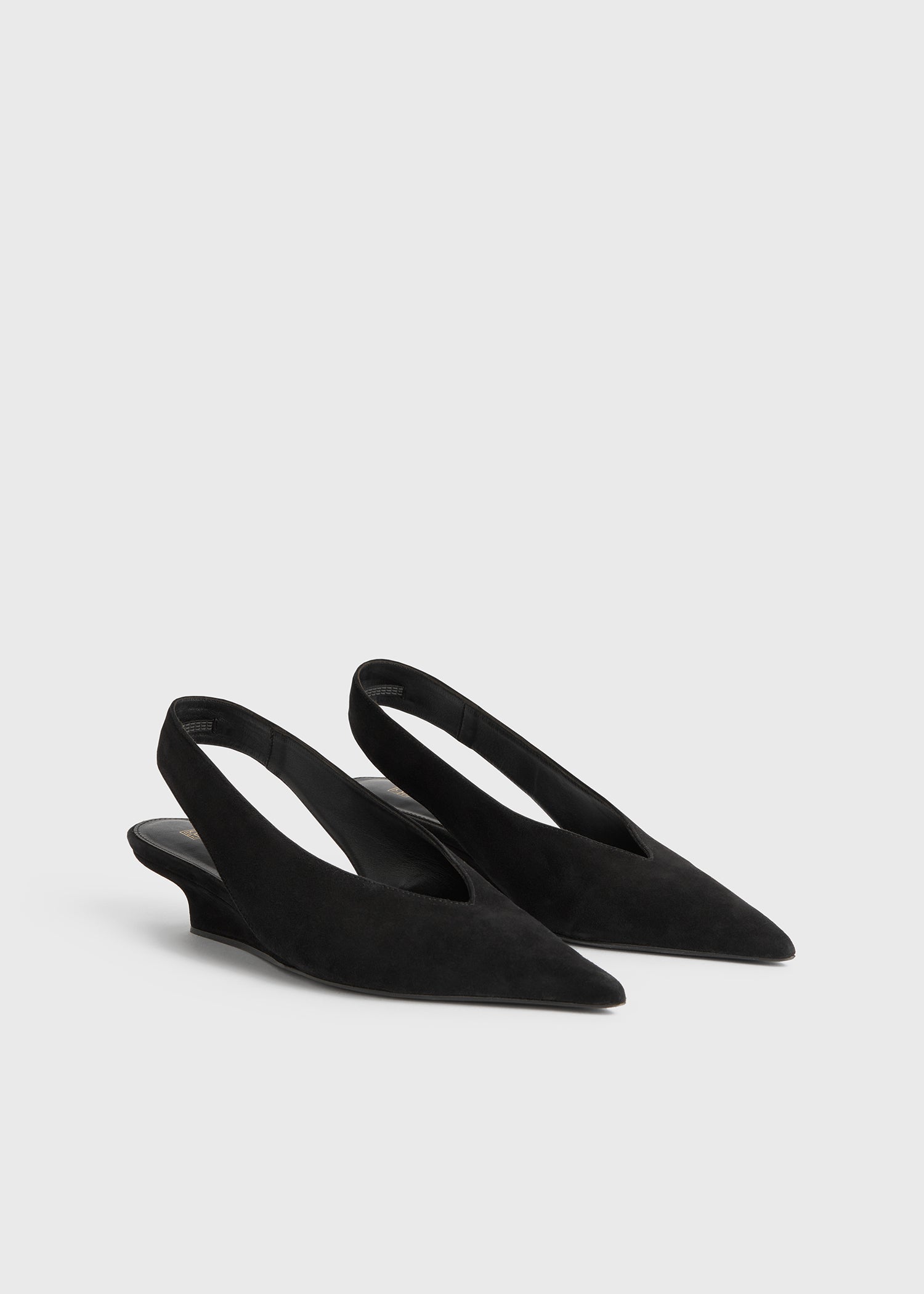 Wedge-heel suede slingbacks black