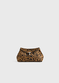 Mini T-lock pony hair clutch leopard