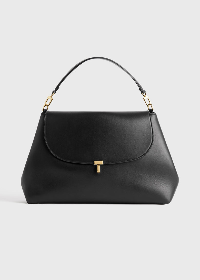 T-lock leather satchel black