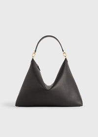 Bevel grained-leather bag black