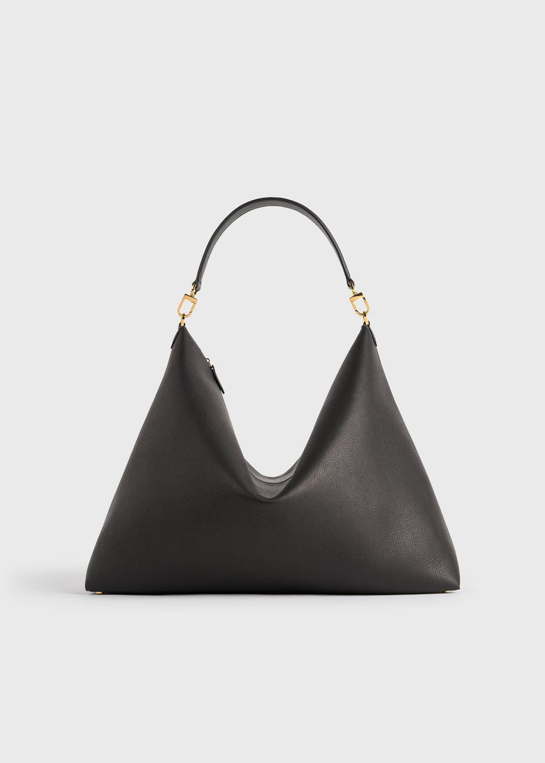 Bevel grained-leather bag black