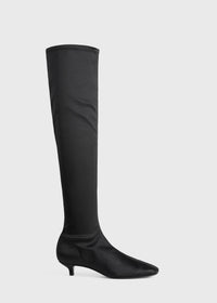 Satin knee-high boots black