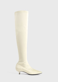 Satin knee-high boots milk