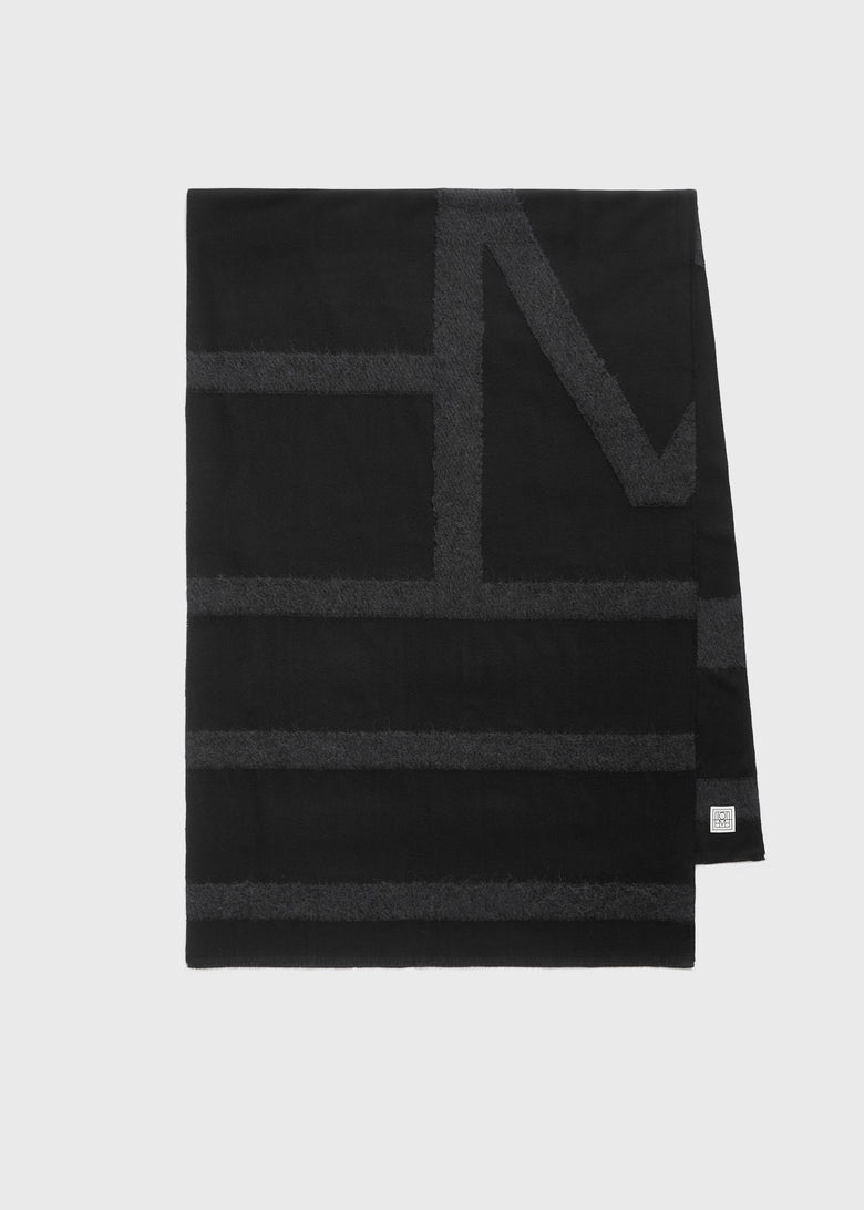 Monogram twill scarf black