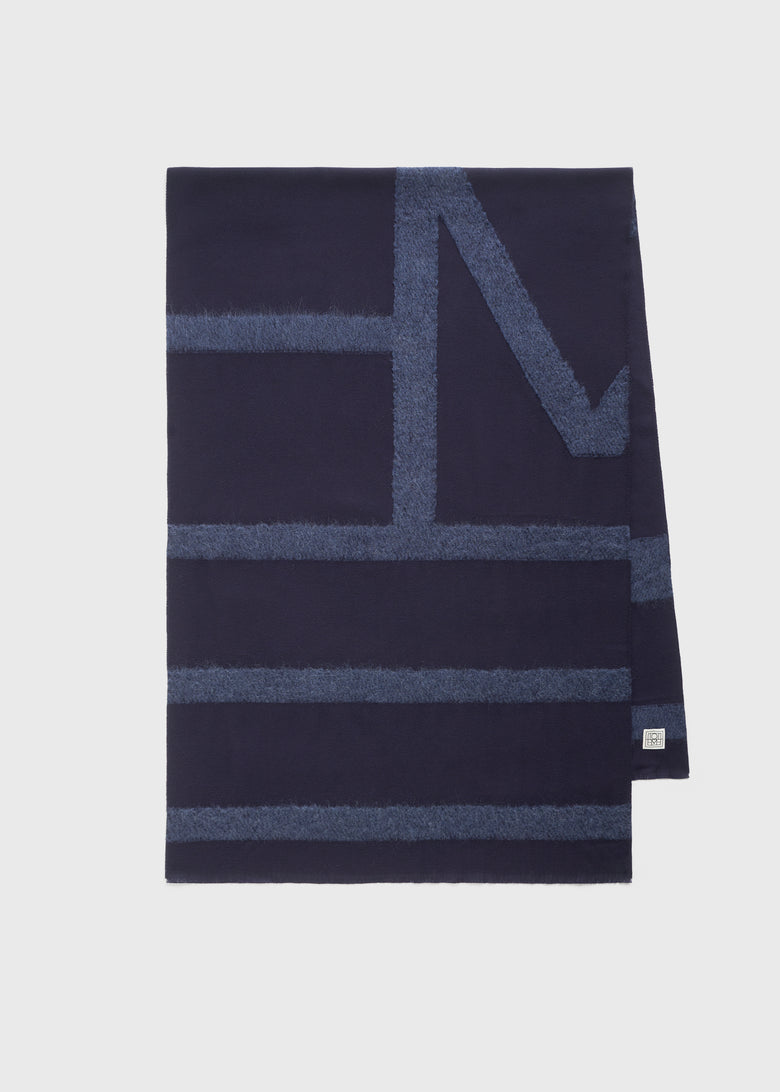 Monogram twill scarf navy