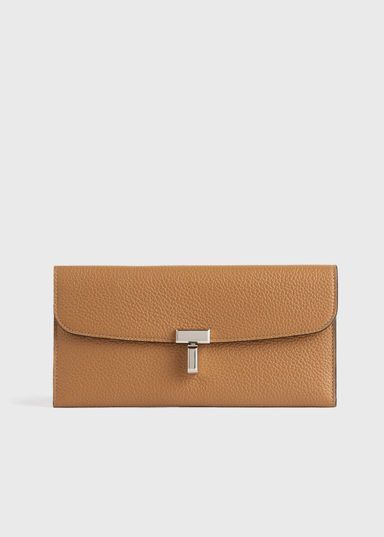 T-lock grained-leather wallet tan