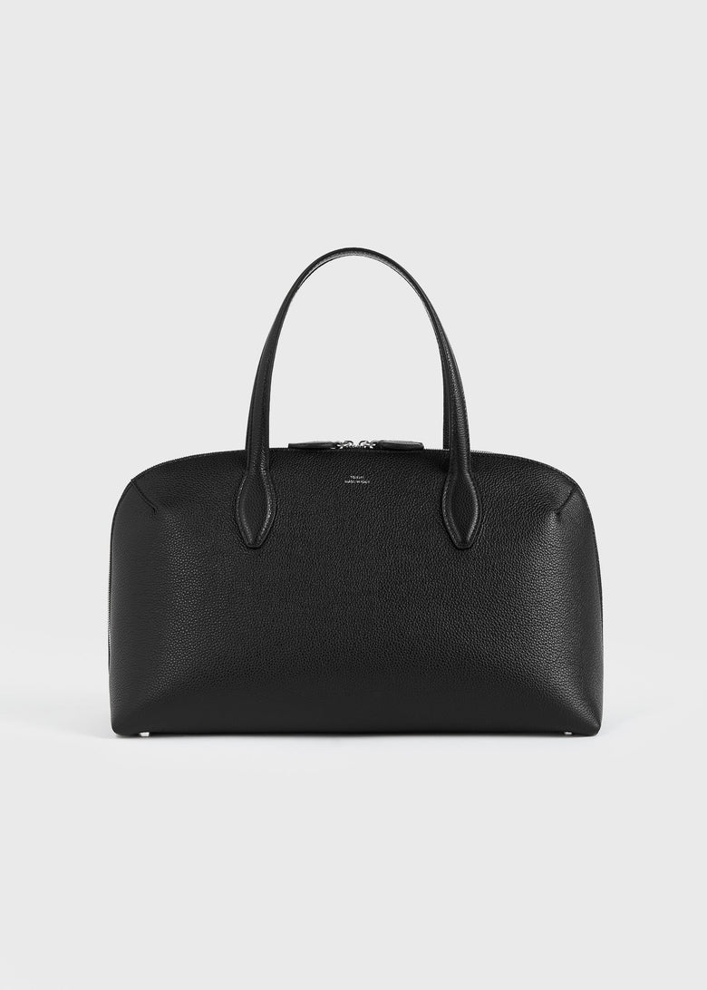 Medium grained-leather day tote black