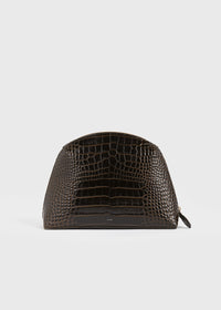 Medium croco-embossed day pouch dark brown