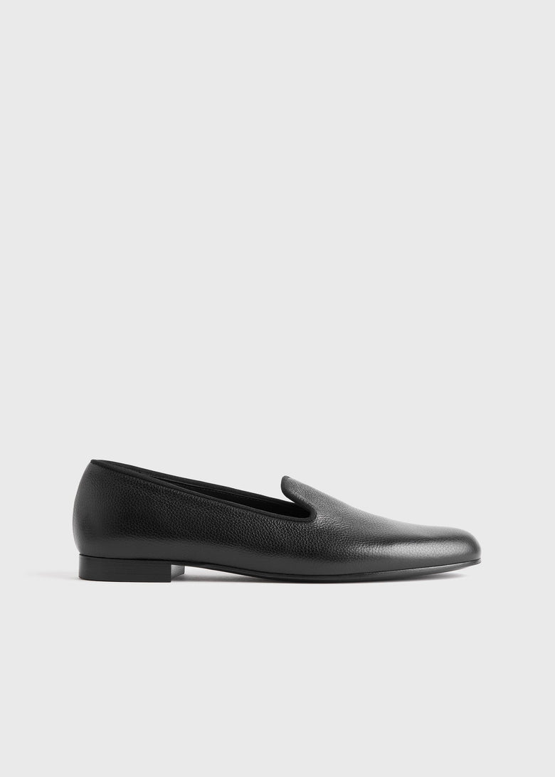 Grained-leather loafers black