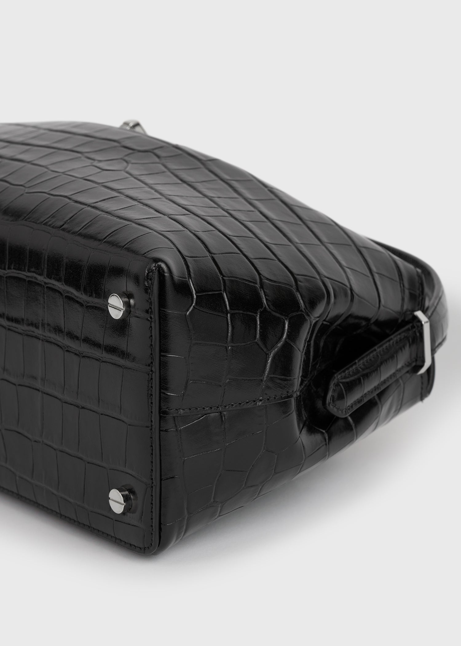 Black croc detail lock front tote bag sales