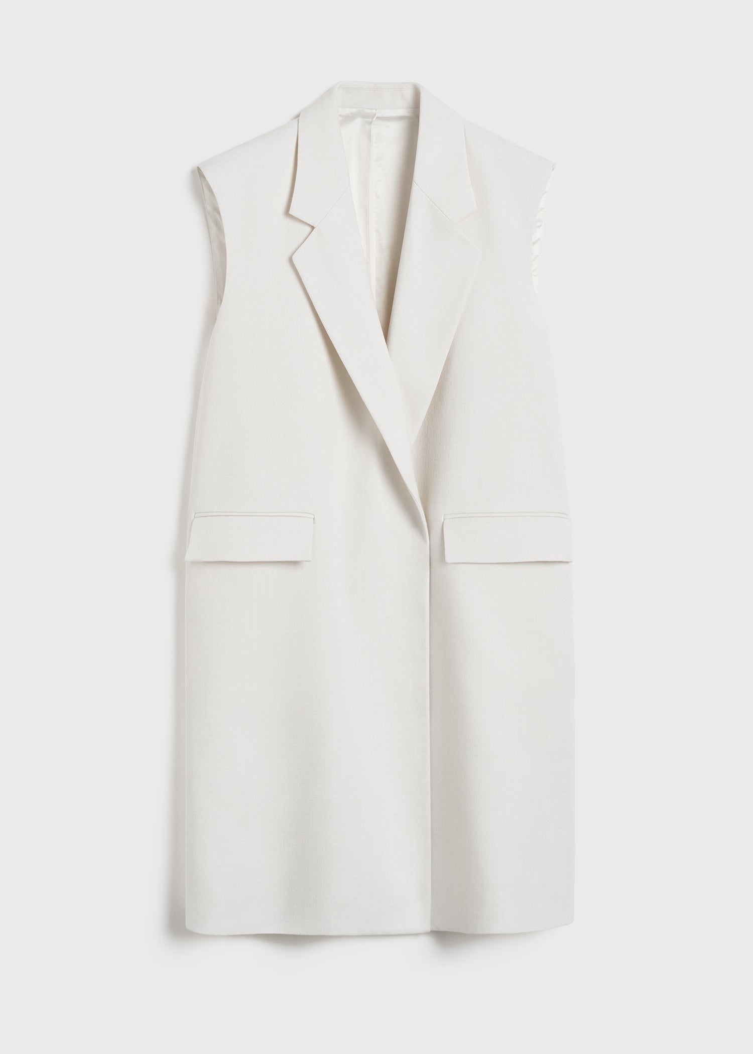 White sleeveless coat sales