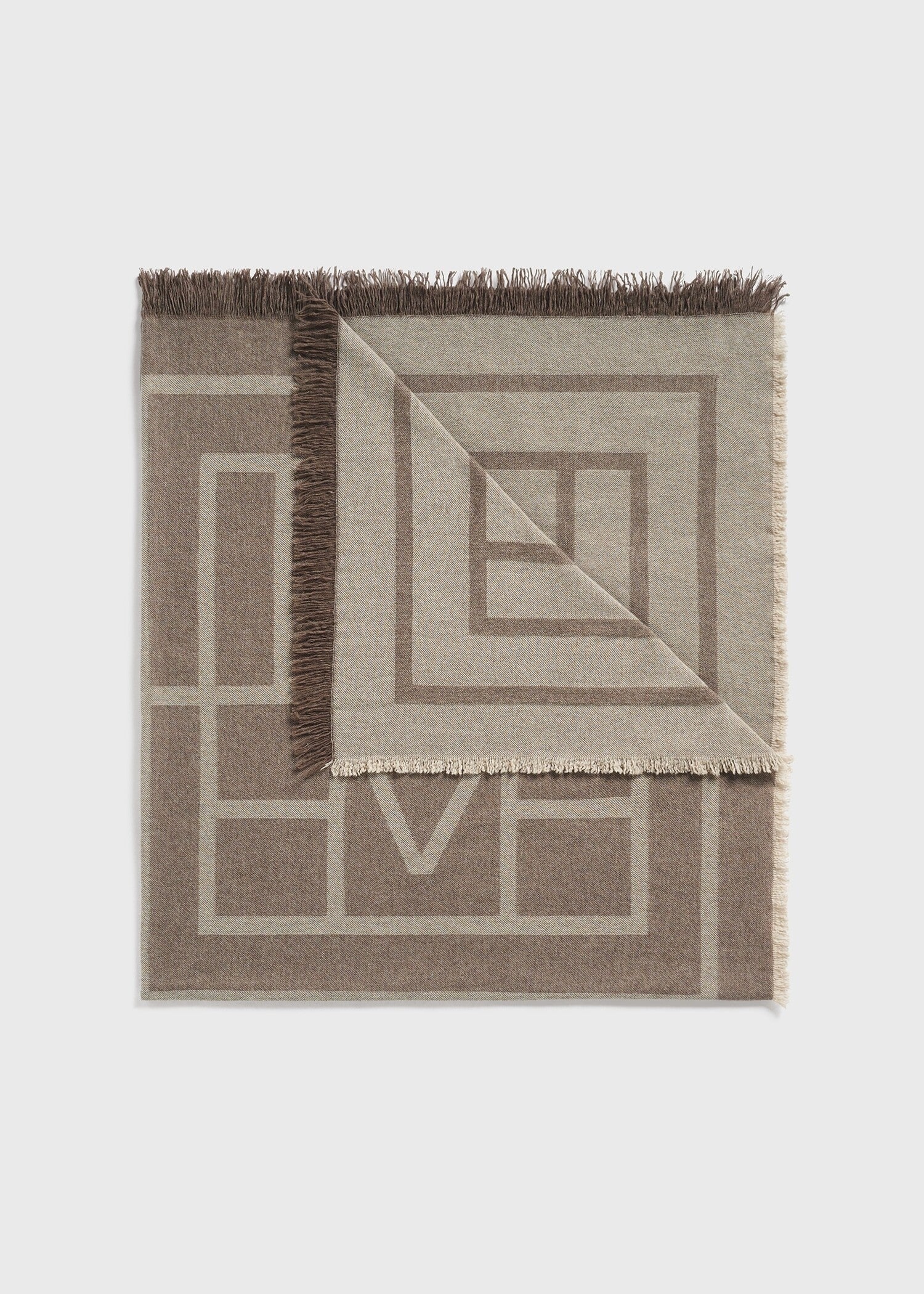 Monogram wool cashmere scarf tobacco