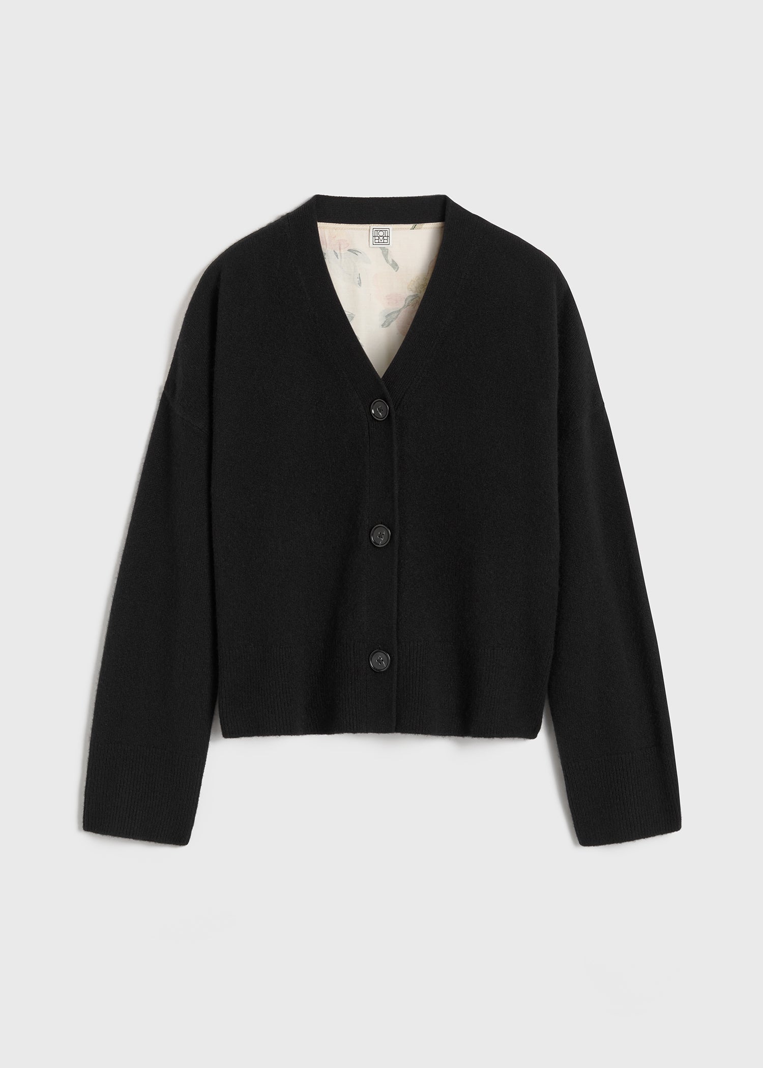 Boxy satin back cardigan black