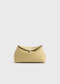 T-lock grained-leather clutch desert