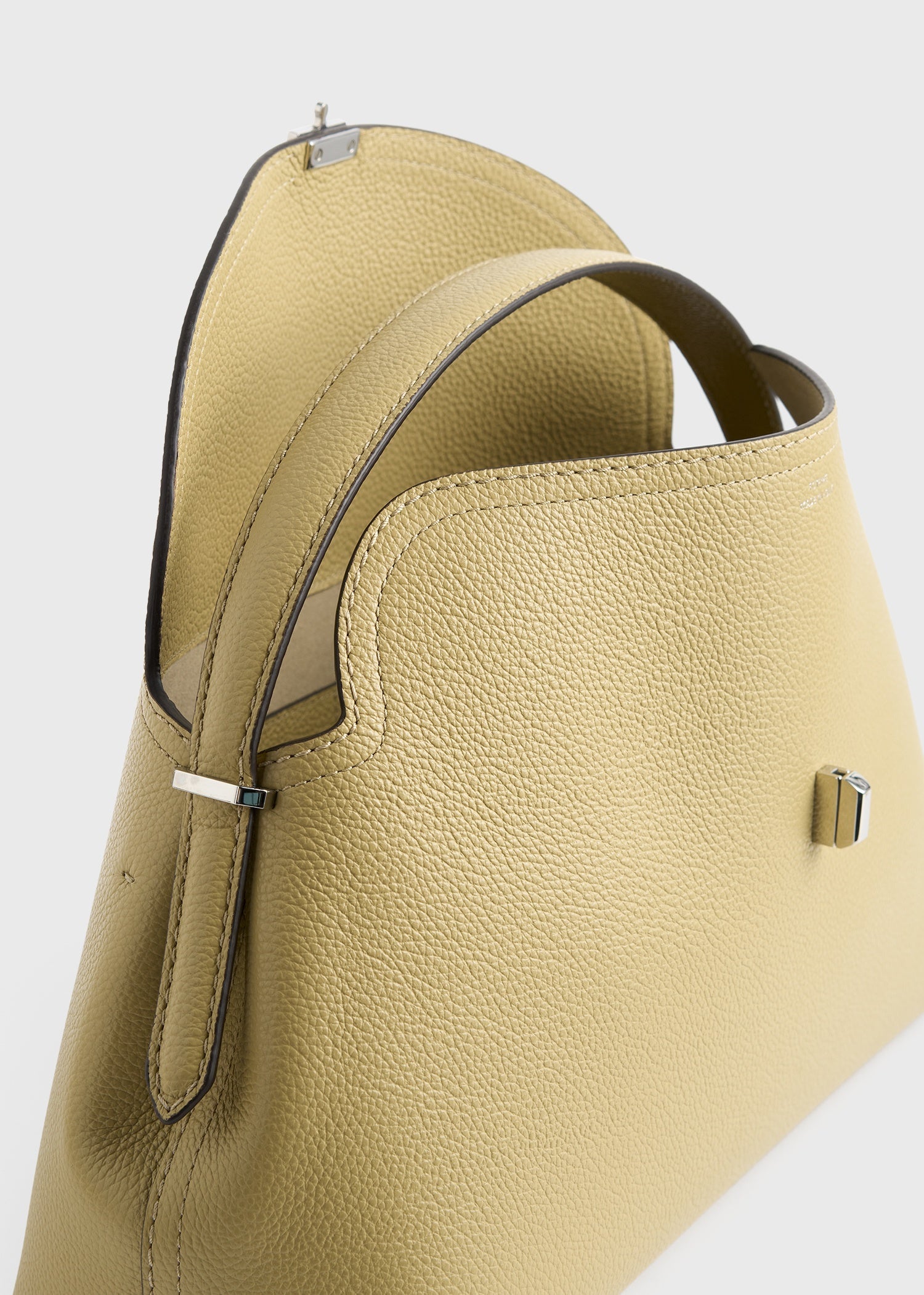 T-Lock grained-leather top handle desert