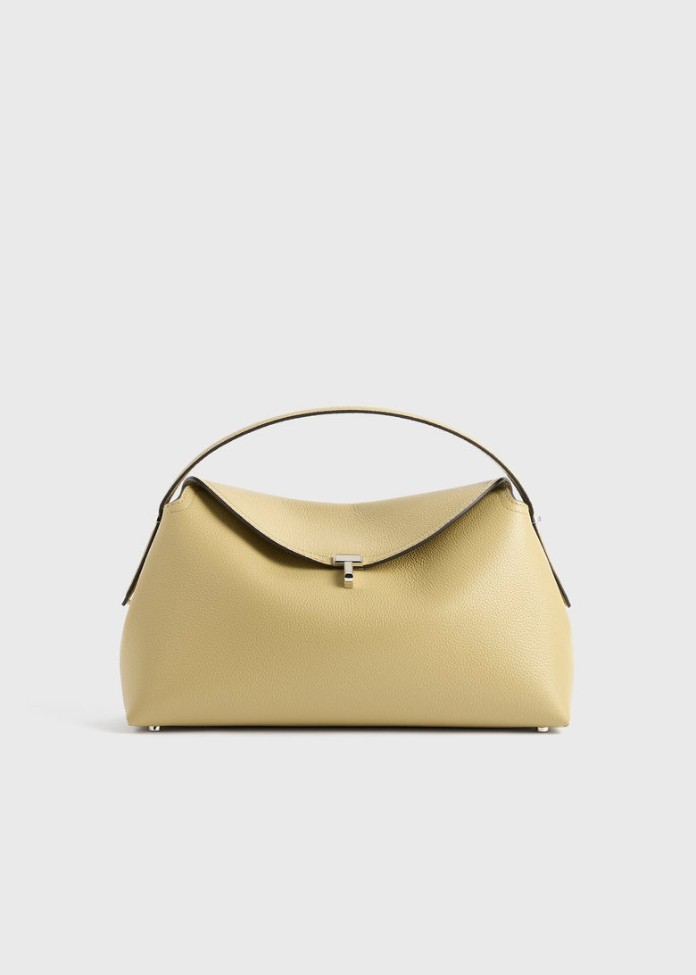 T-lock grained-leather top handle desert