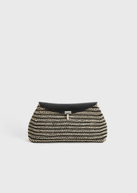 T-lock woven-leather clutch black/sand