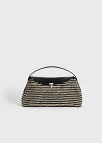 T-lock woven-leather top handle black/sand