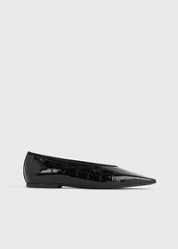 Minimalist croco-embossed ballerinas black