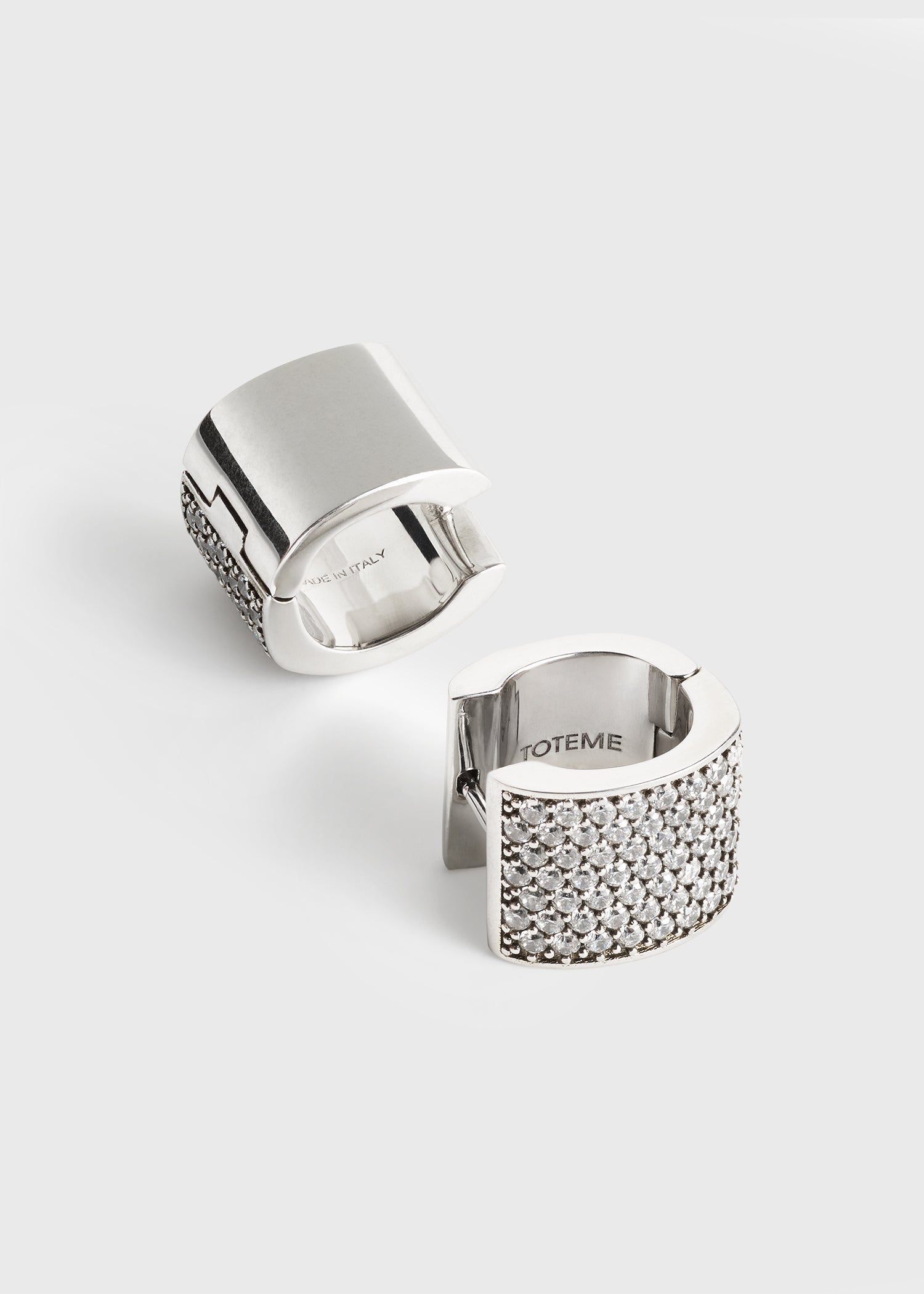 Signature pavé hoops silver