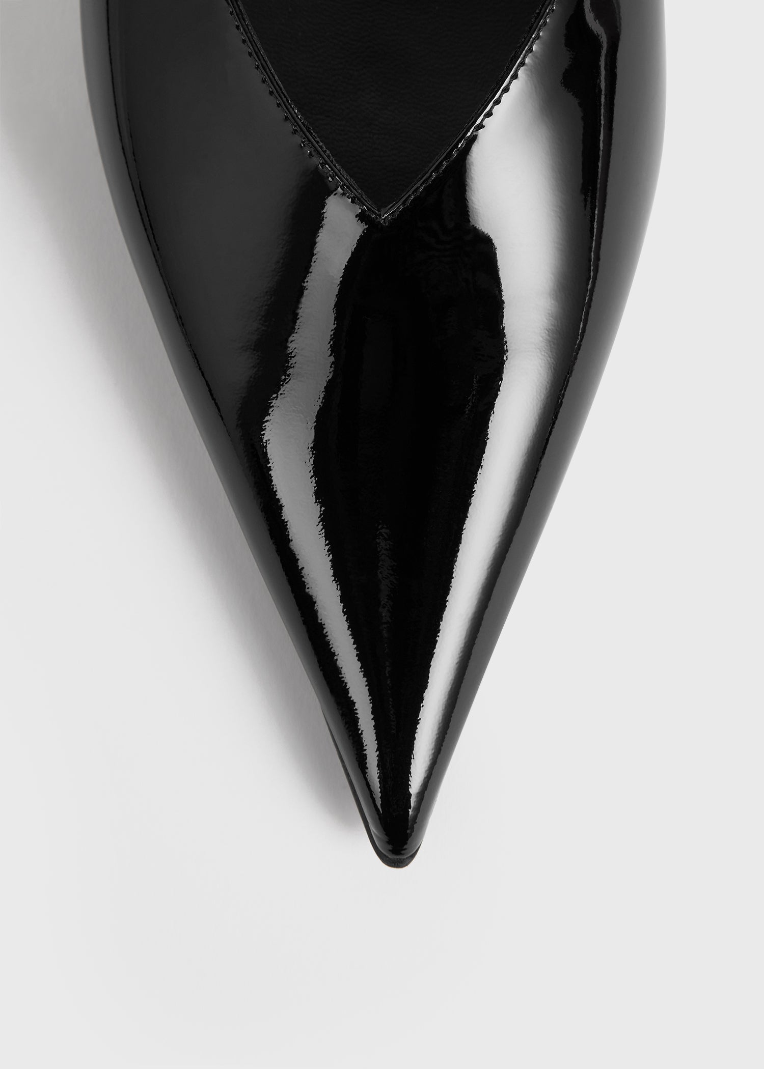 Sharp patent wedge mules black