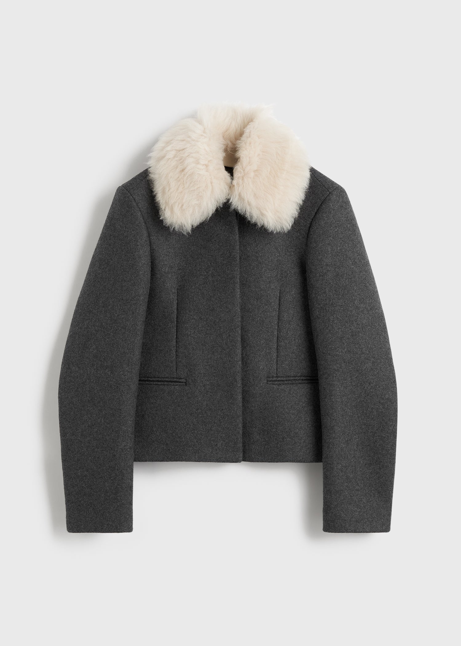 Shearling collar jacket mid grey