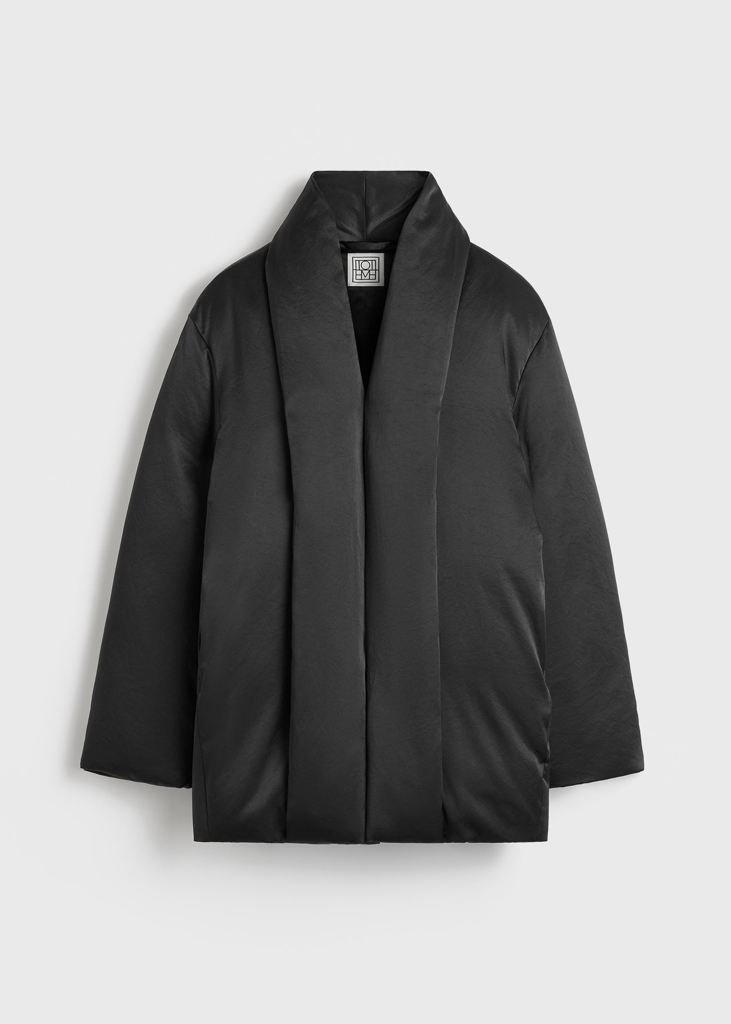 Black satin puffer jacket clearance