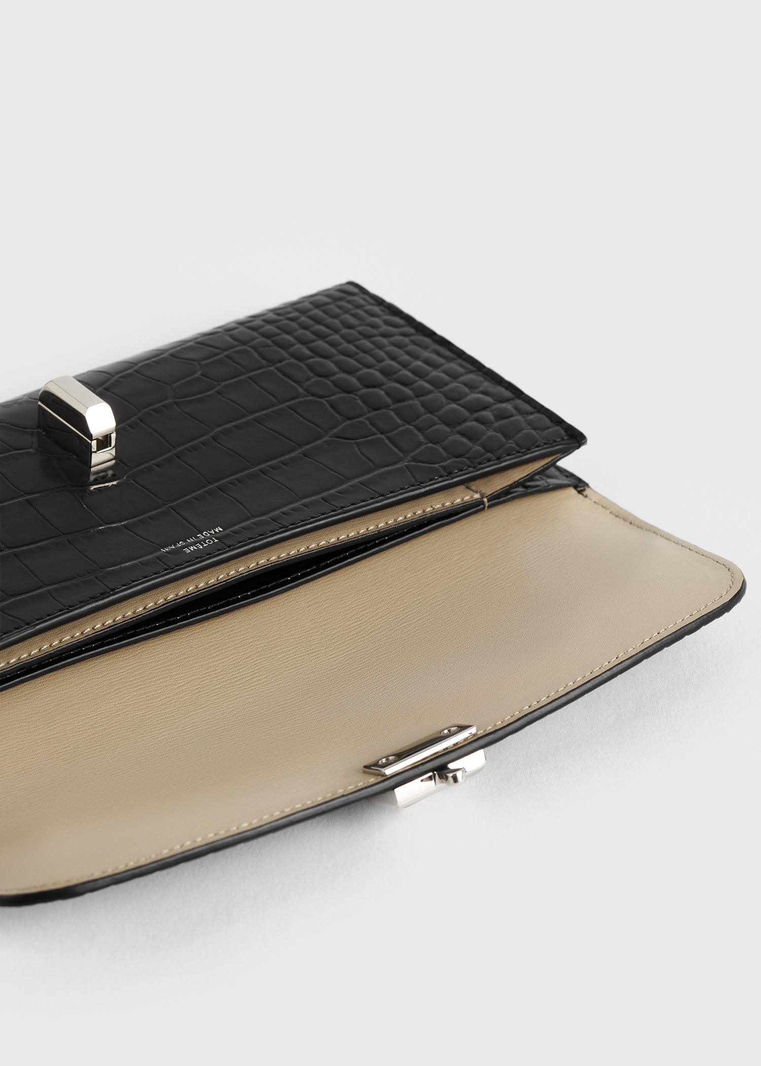 T-lock croco-embossed wallet black