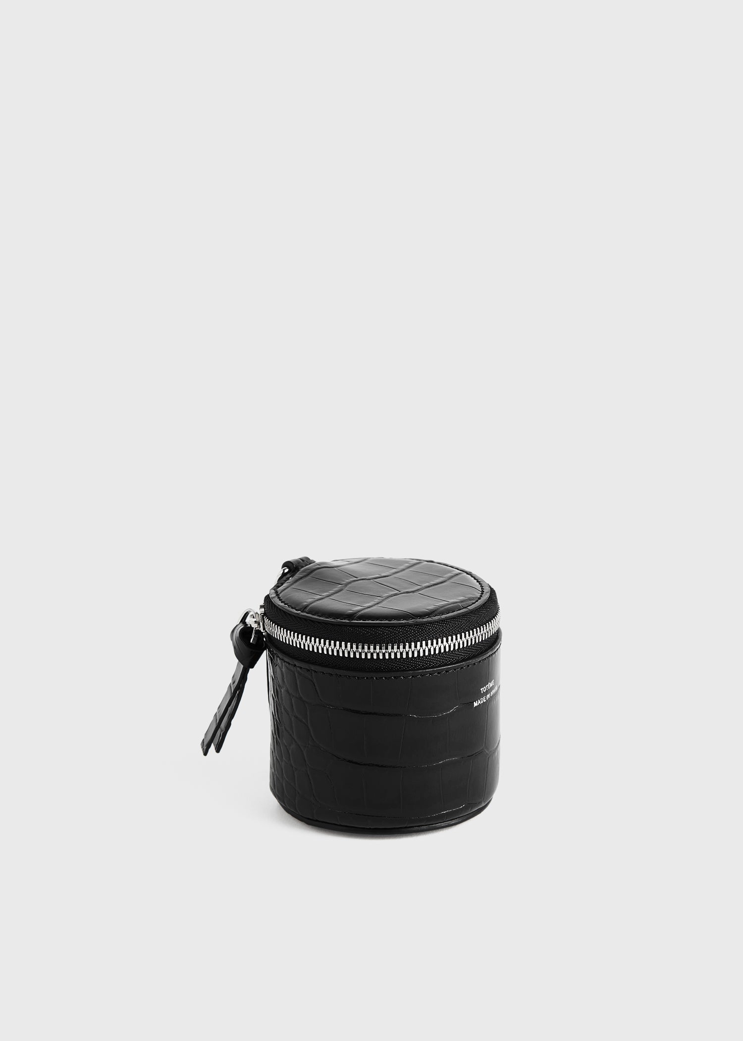 Croco-embossed jewelry box black
