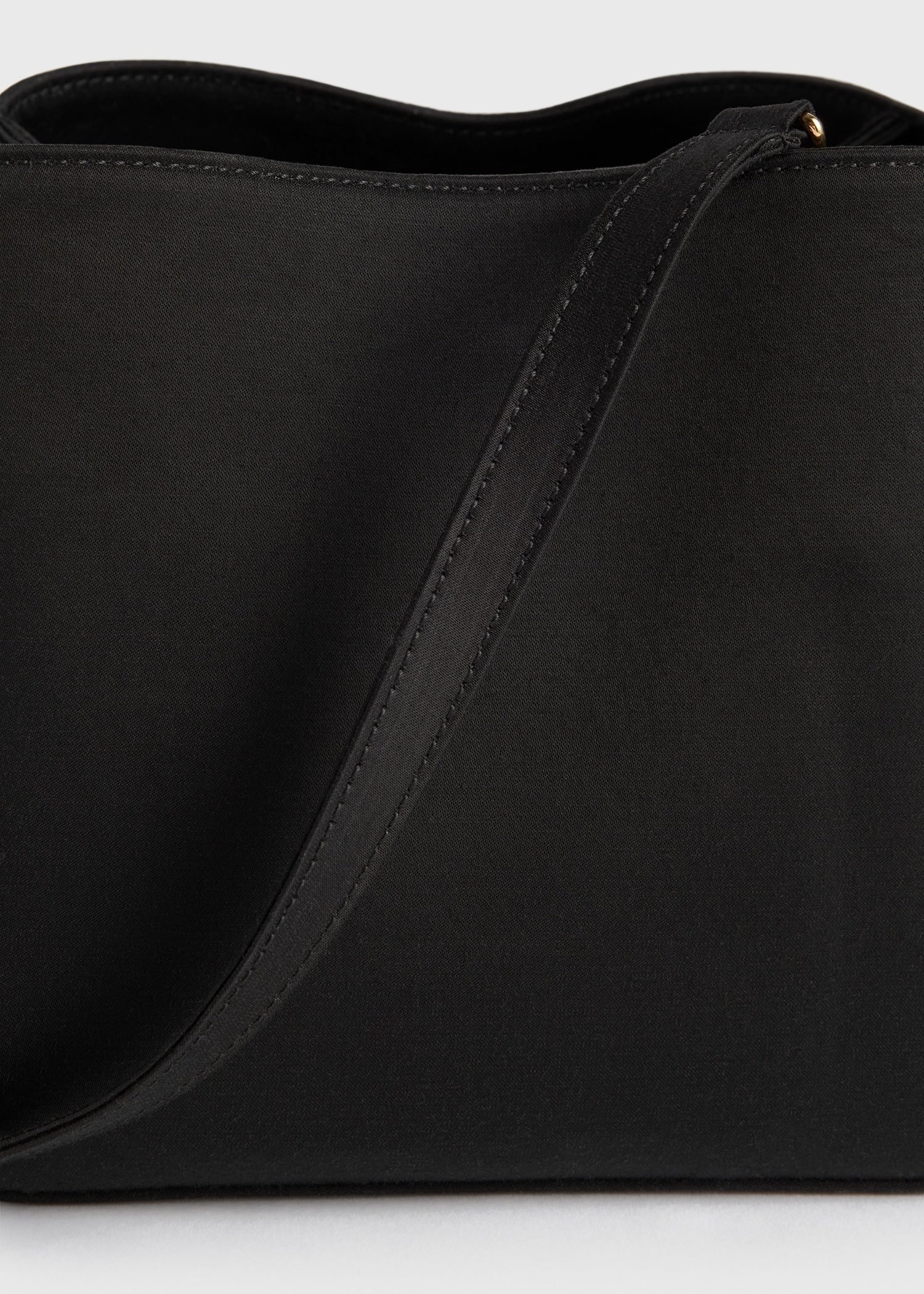 Petite satin bucket bag black