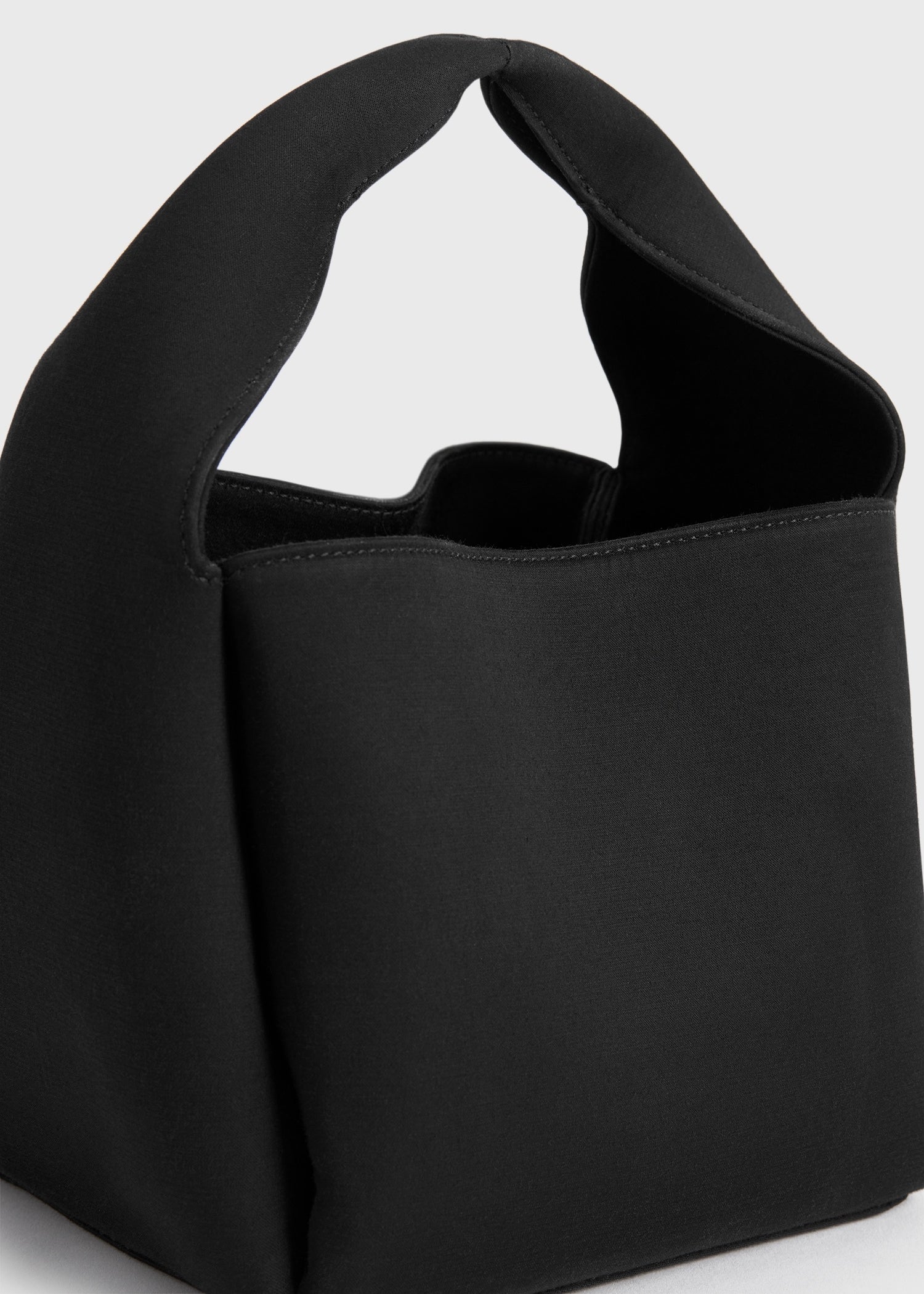 Petite satin bucket bag black