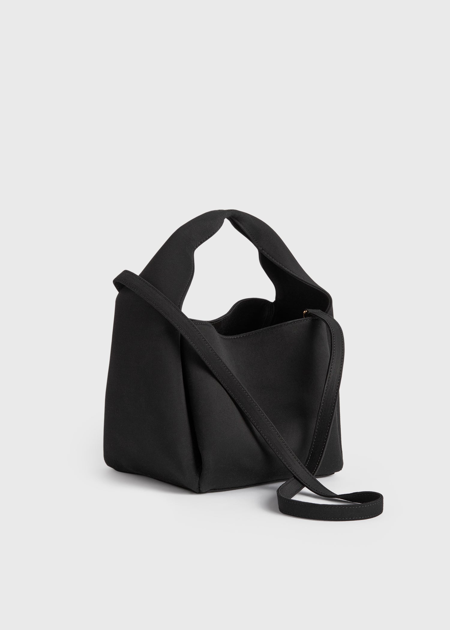 Petite satin bucket bag black
