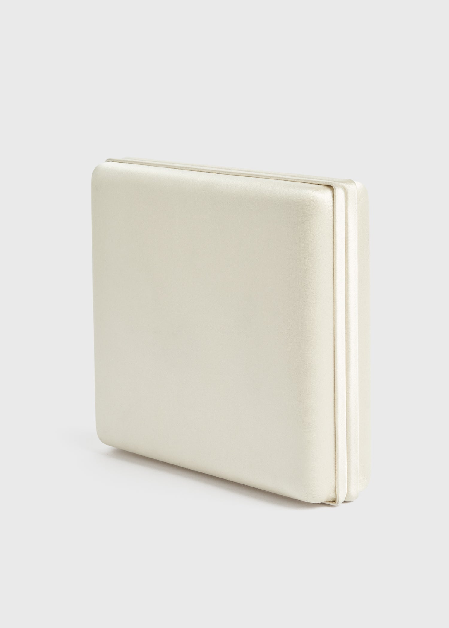 Satin box clutch ecru