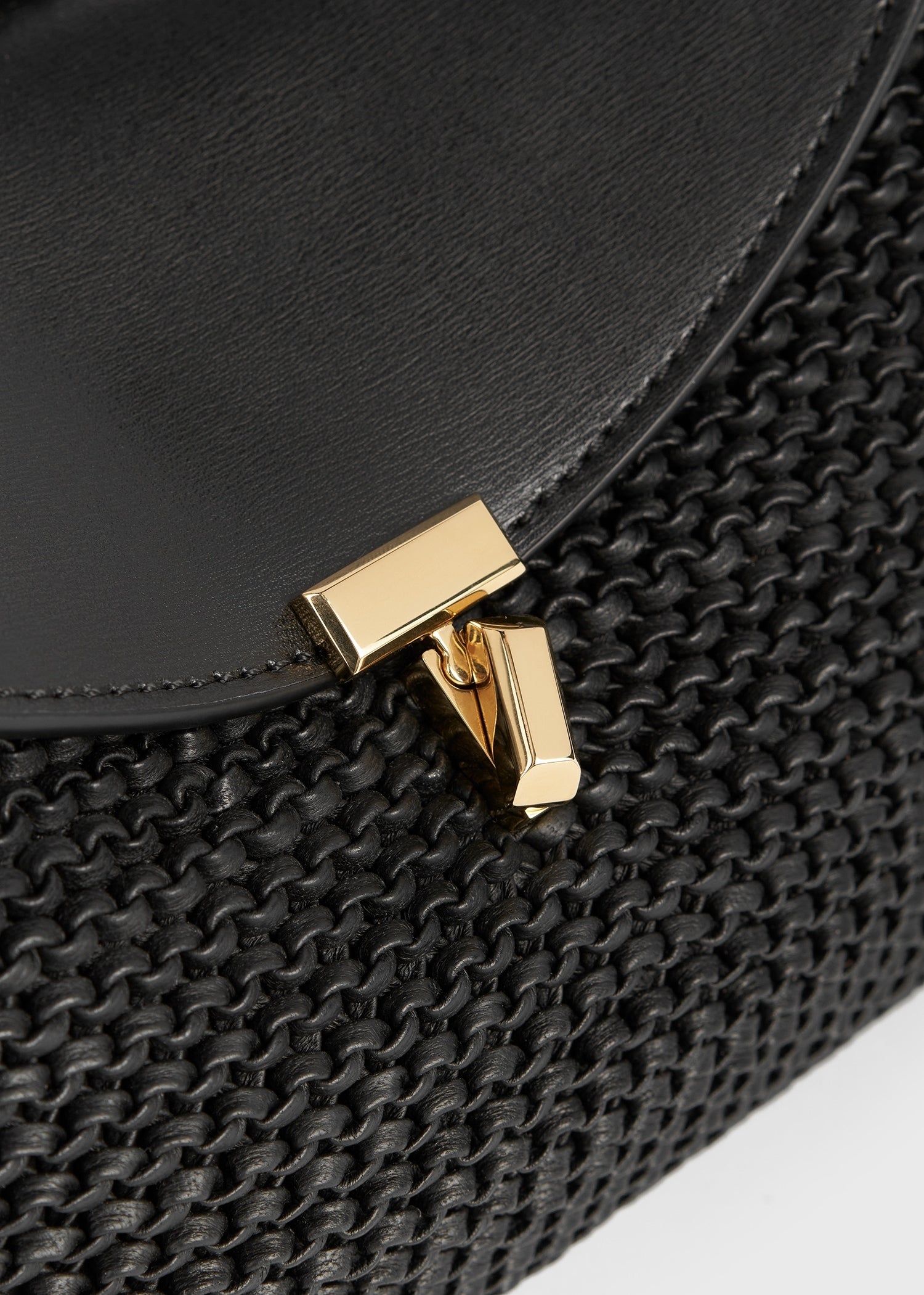T-Lock woven-leather clutch black