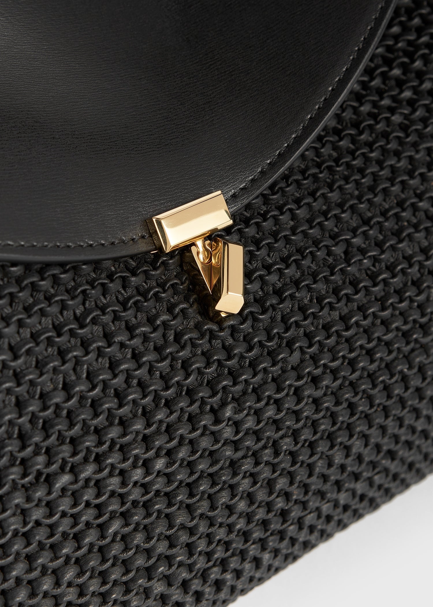 T-Lock woven-leather top handle black