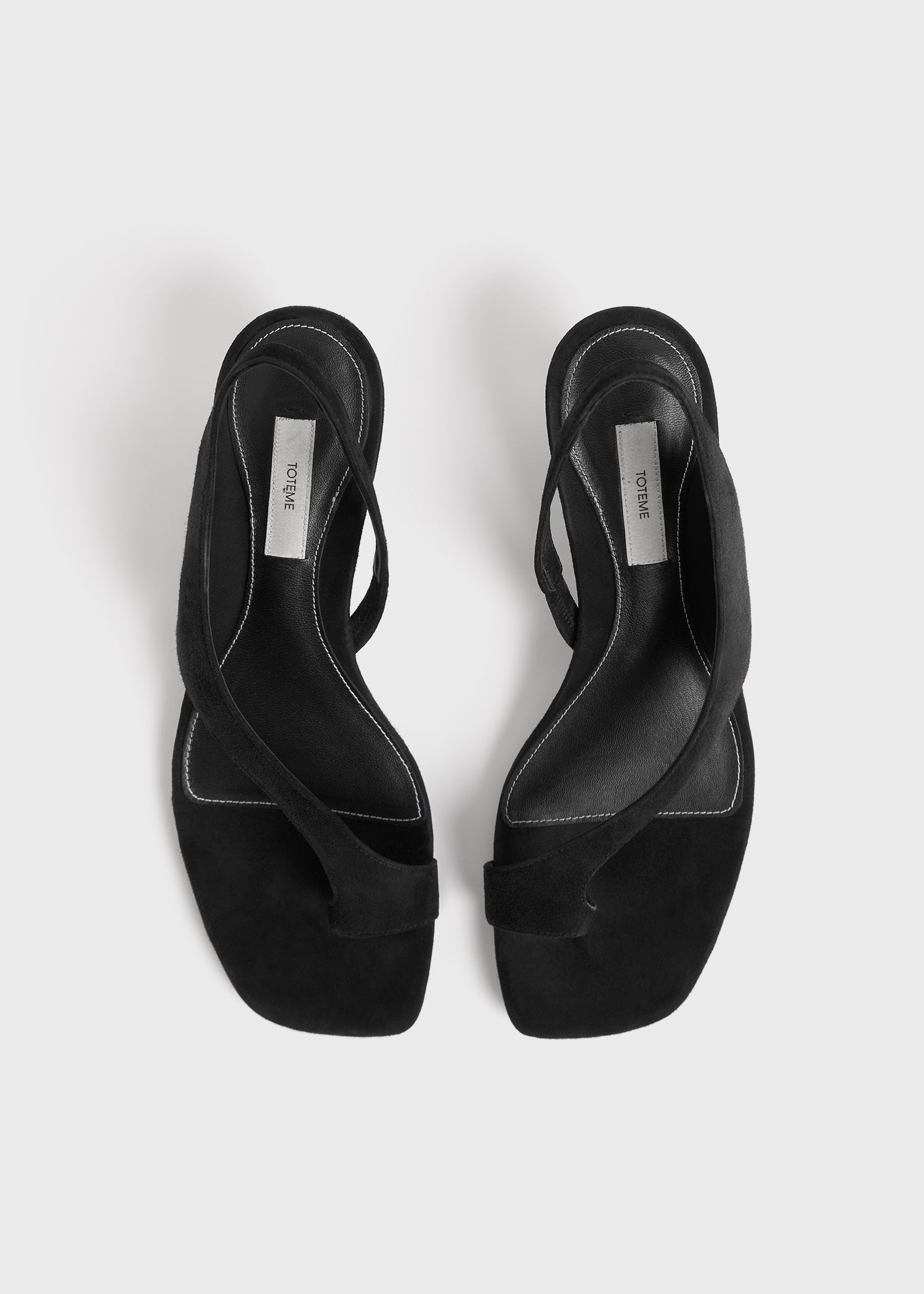 Suede heeled thong sandals black