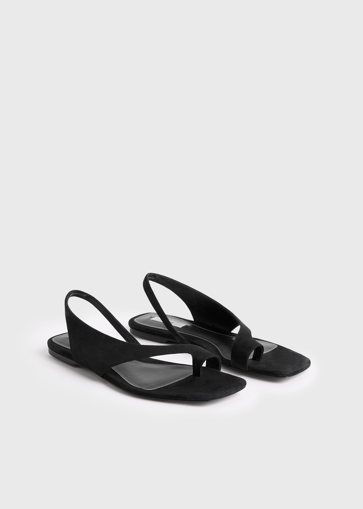 Suede thong sandals black