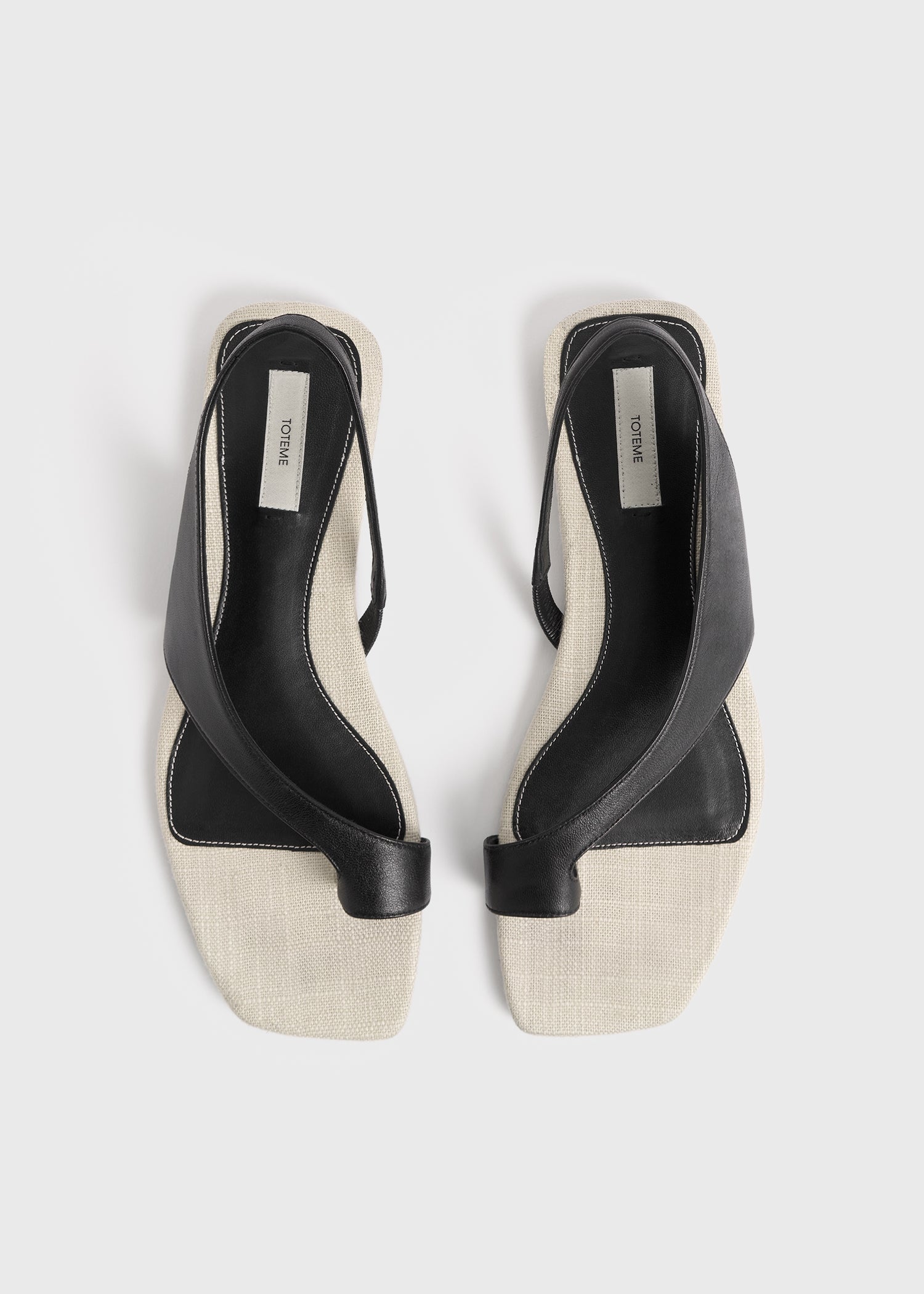 Leather thong sandals black/sand