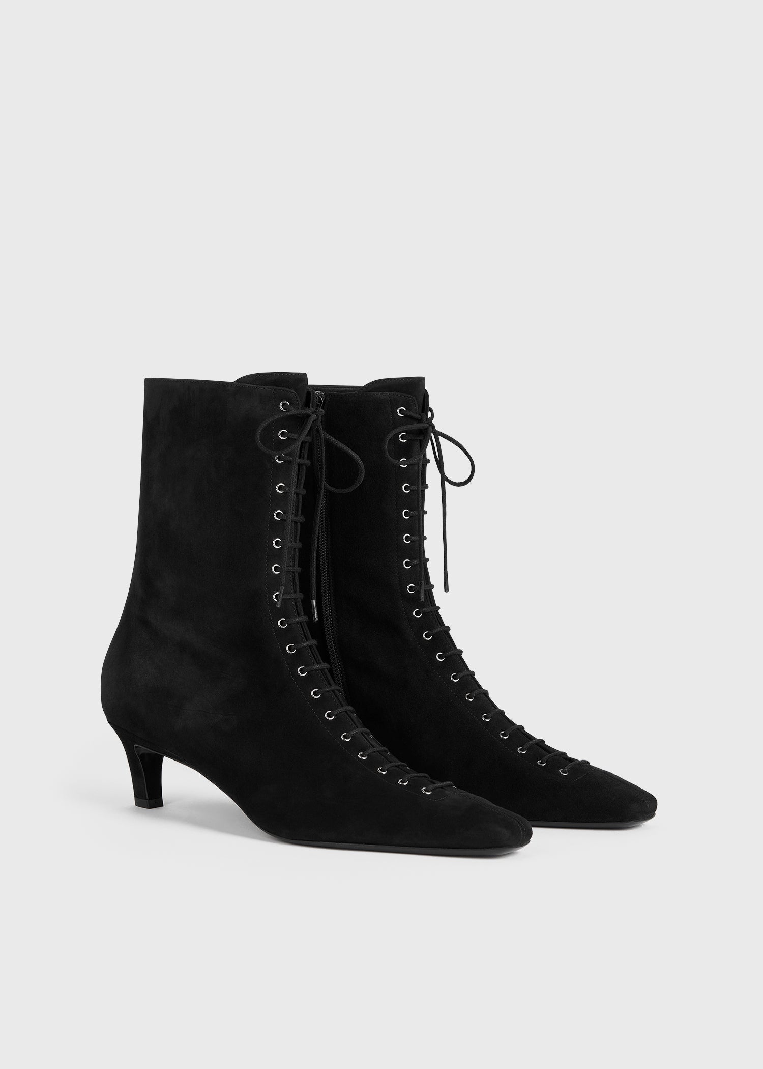 Suede lace-up boots black