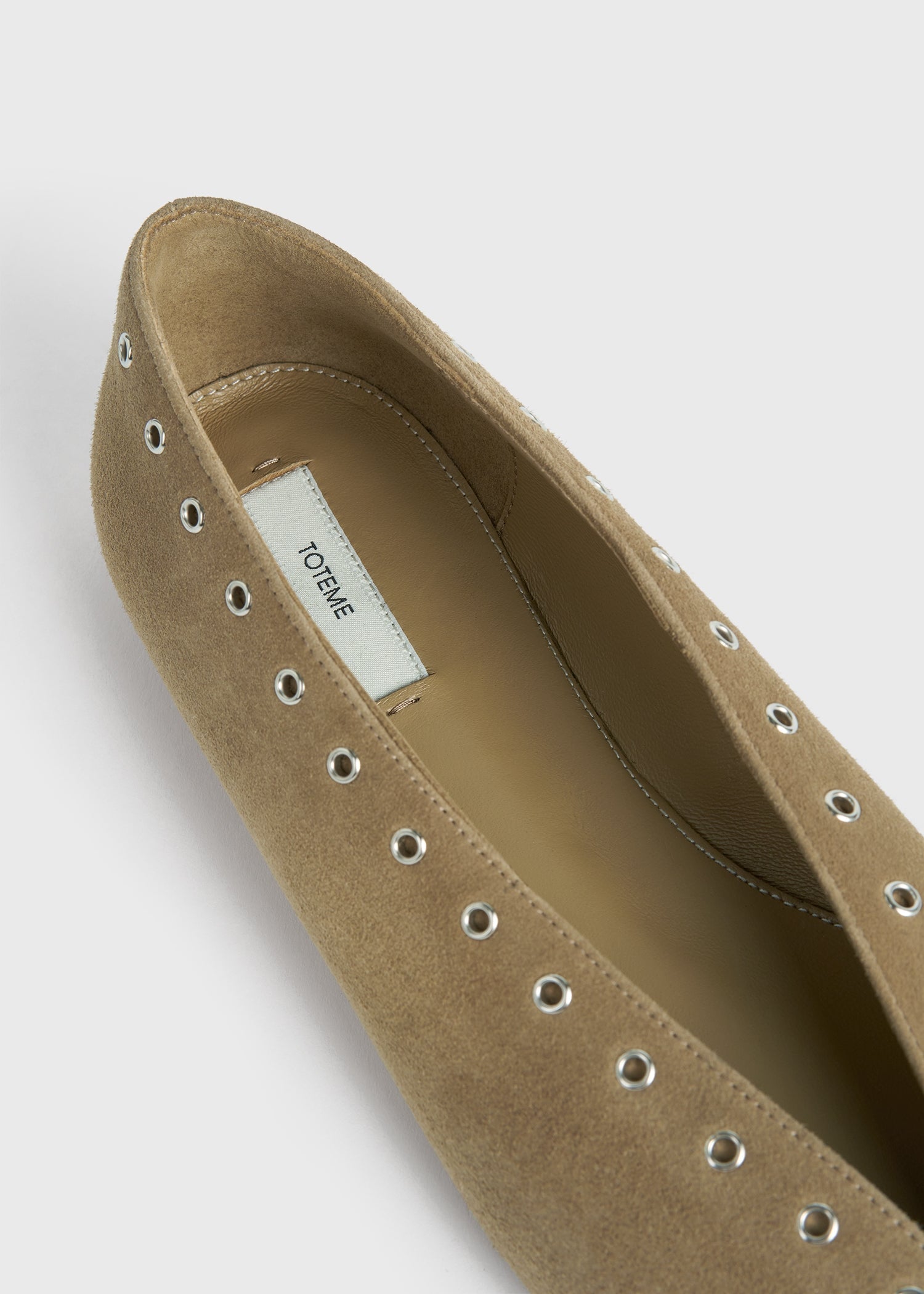 Suede lace-up ballerinas desert