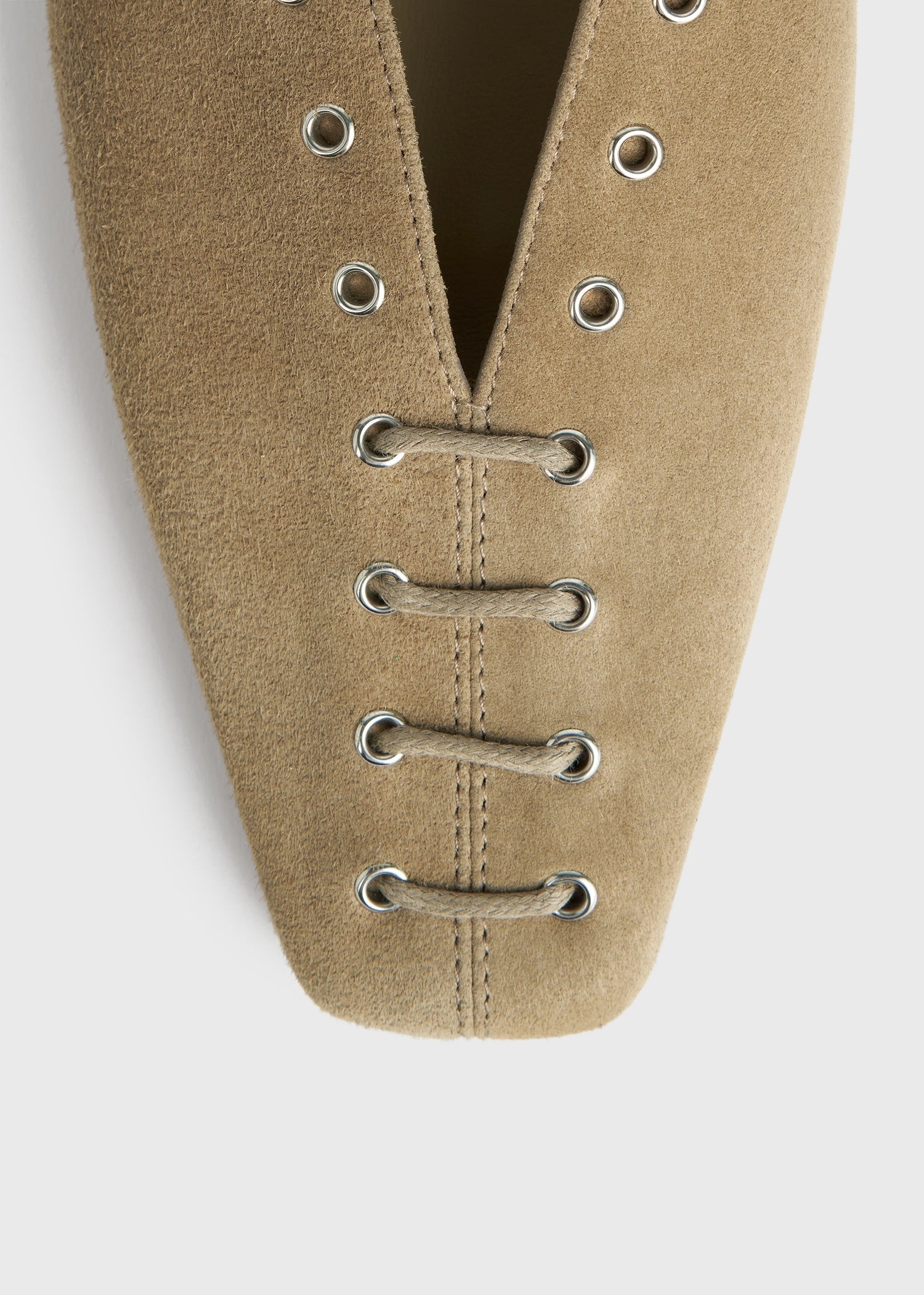 Suede lace-up ballerinas desert