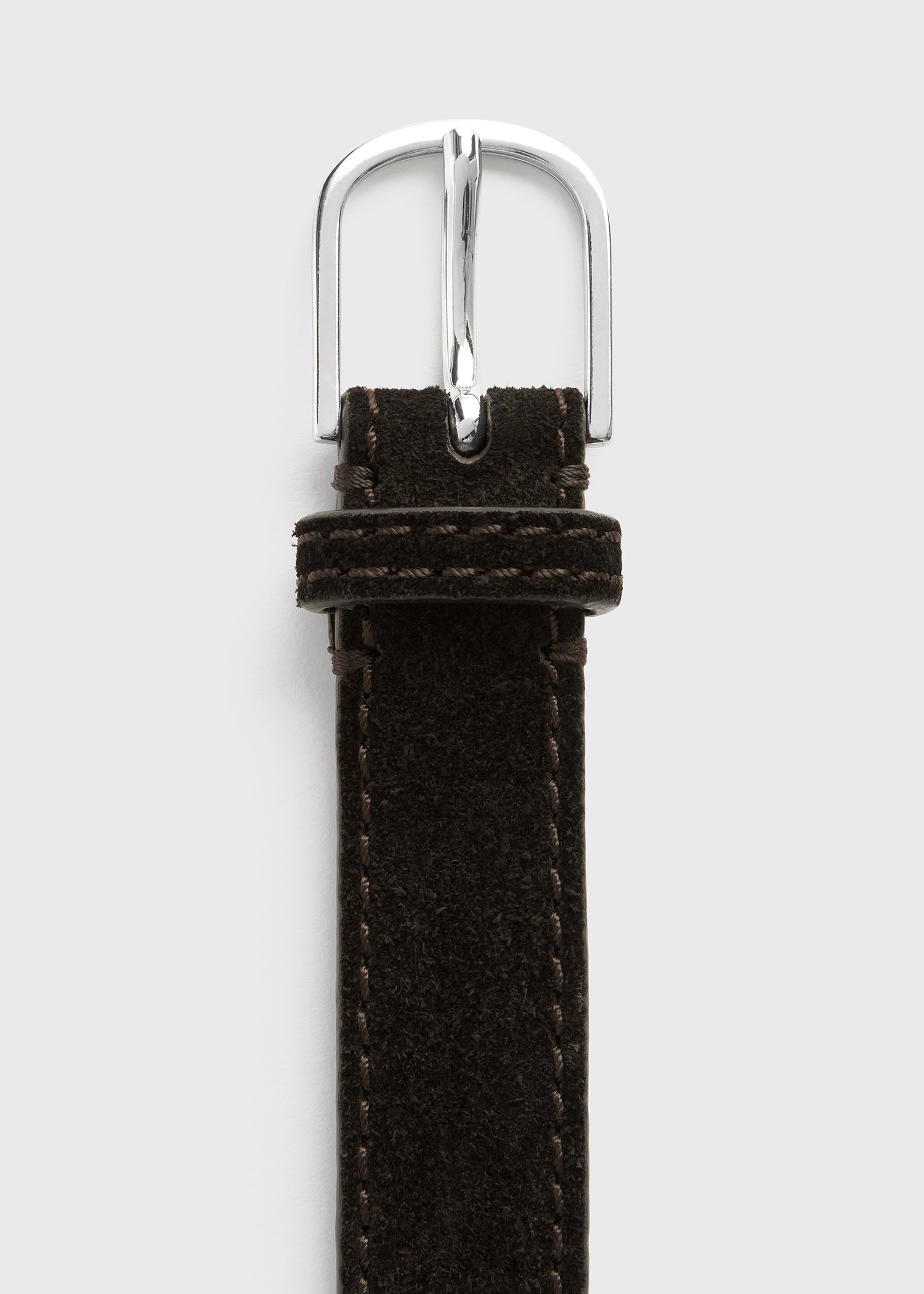 Slim suede trouser belt espresso