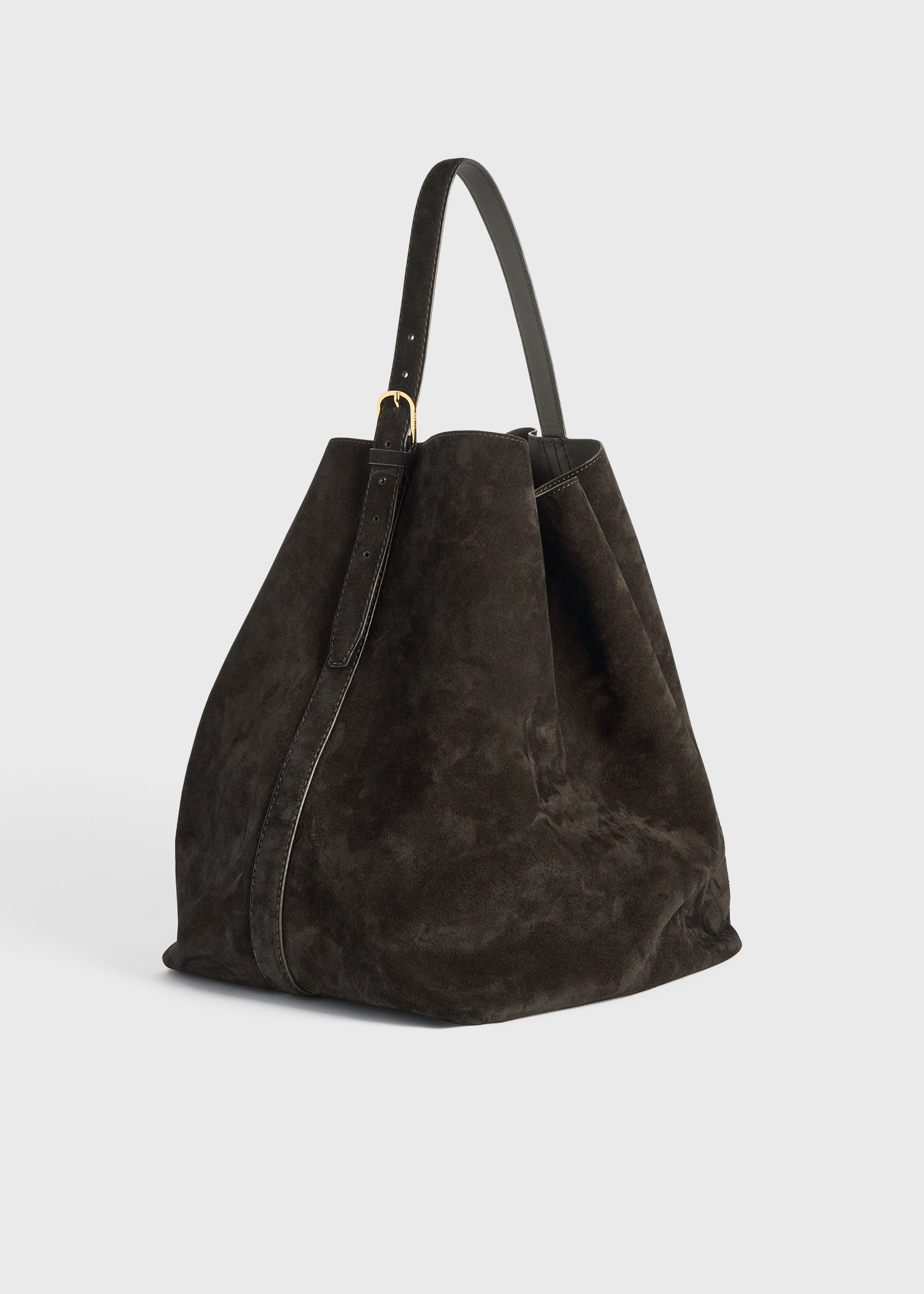 Belted suede tote pepper